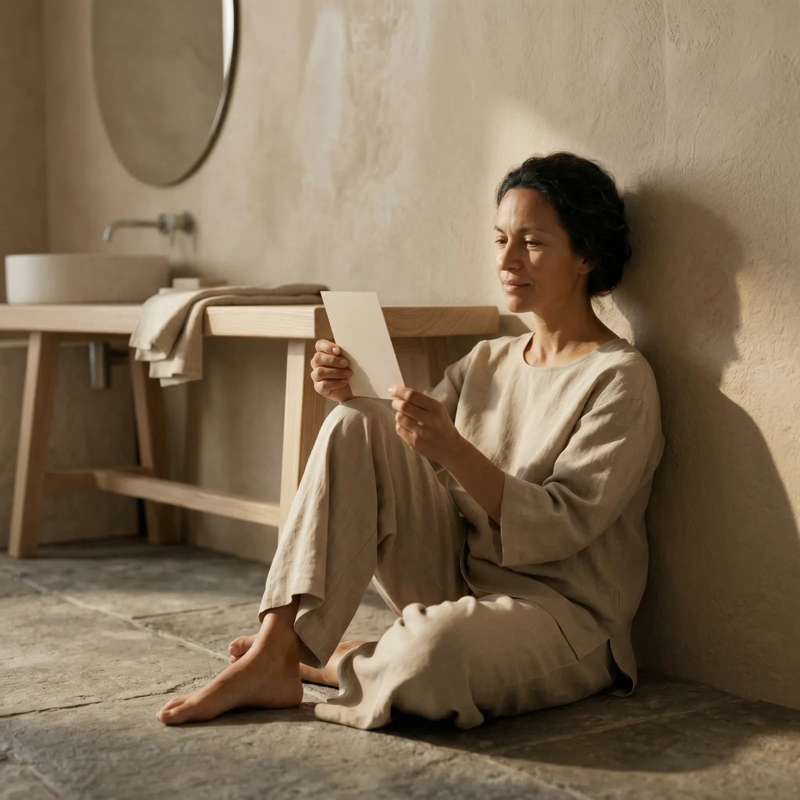 Kvinna tittar på sina resultat